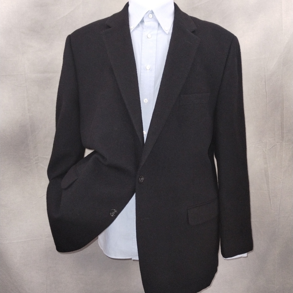 NEW Chaps Camel Hair Sport Coat Mens Black Casual Sport Jacket Blazer Size 46L